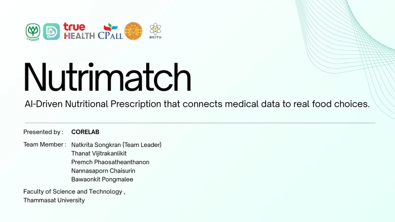 หน้าปก Pitch Deck โครงการ NutriMatch